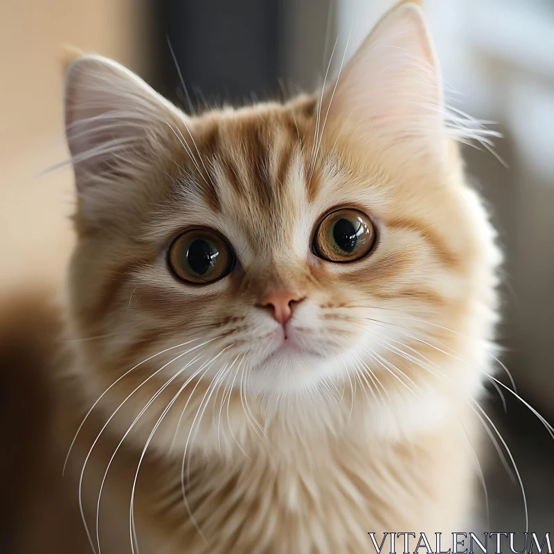 Close-Up of a Cute Ginger Kitten AI Image