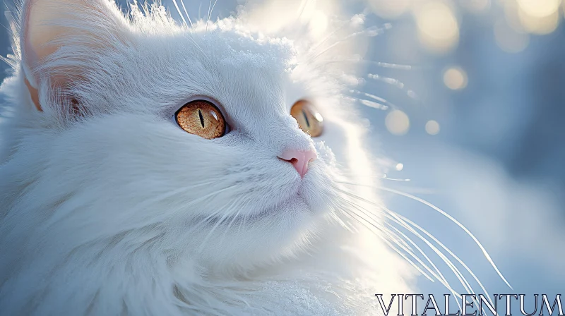 White Cat in Winter AI Image