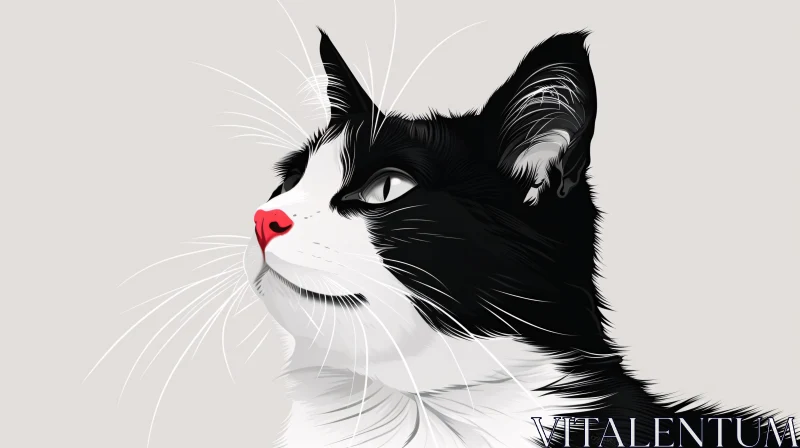 AI ART Black and White Cat Portrait