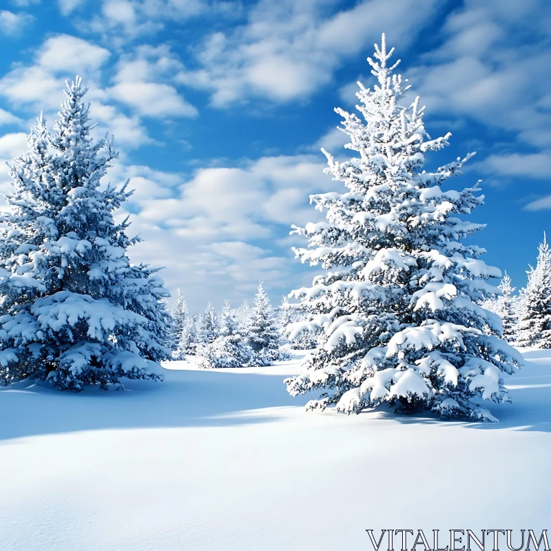 Snowy Pines in Winter Wonderland AI Image