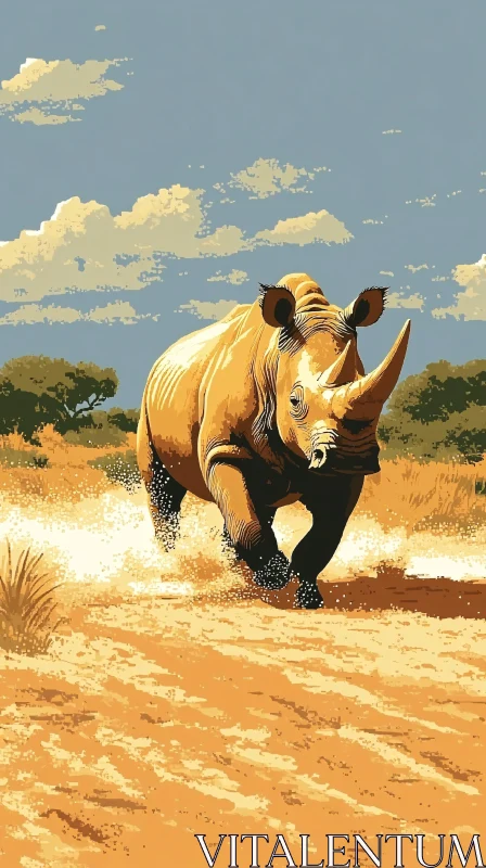 AI ART Majestic Rhino in Action