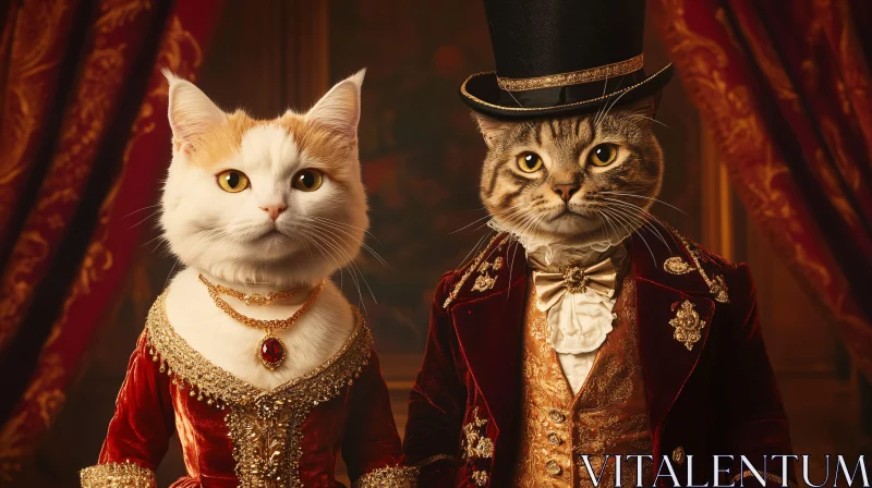 AI ART Regal Cats in Victorian Clothing