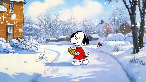 Winter Wonderland Cartoon with Dog