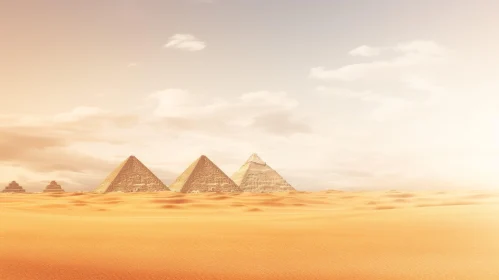 Enigmatic Egyptian Desert with Pyramids: Soft Color Blending