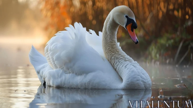 AI ART Graceful Swan Swimming in a Tranquil Lake