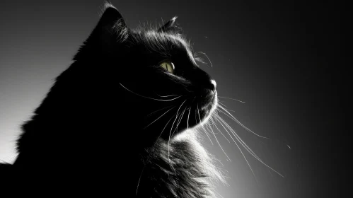 Mysterious Black Cat Profile with Yellow Eyes