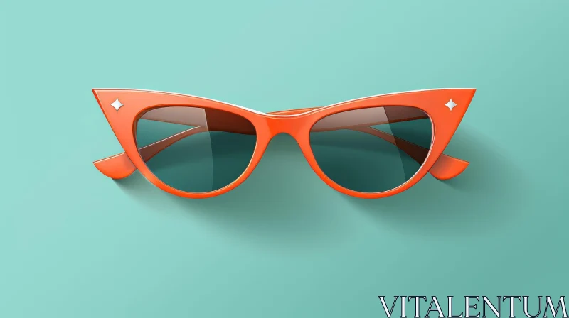 AI ART Orange Cat-Eye Sunglasses on Mint Green Background