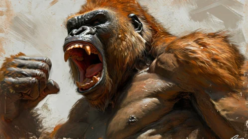 Powerful Gorilla Digital Painting - Captivating Wildlife Art