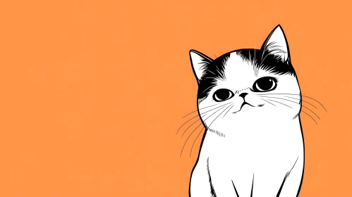 Adorable Cat Illustration in Minimalist Style
