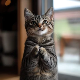 Charming Tabby Kitten with Curious Gaze