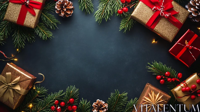 Holiday Gifts Wrapped in Gold and Red