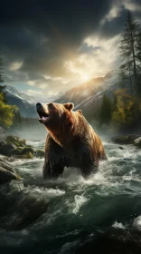 Bear Amidst Nature's Grandeur: A Wildlife Spectacle