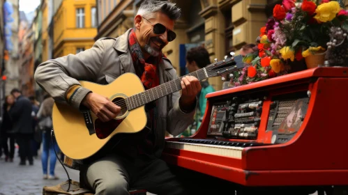 Captivating Street Decor: Man Playing Guitar in Prague