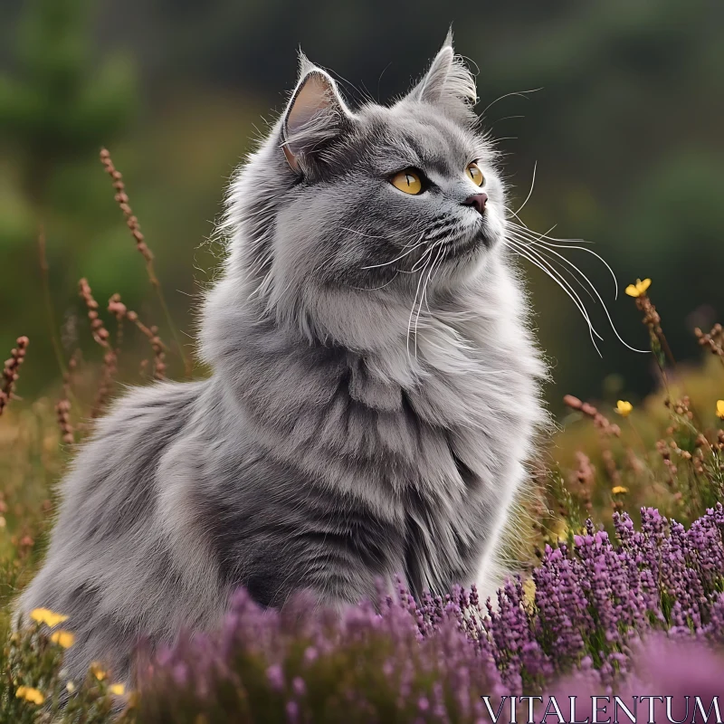 Graceful Cat Amongst Blossoms
