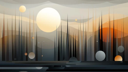 Dark Forest Digital Painting with River Reflection
