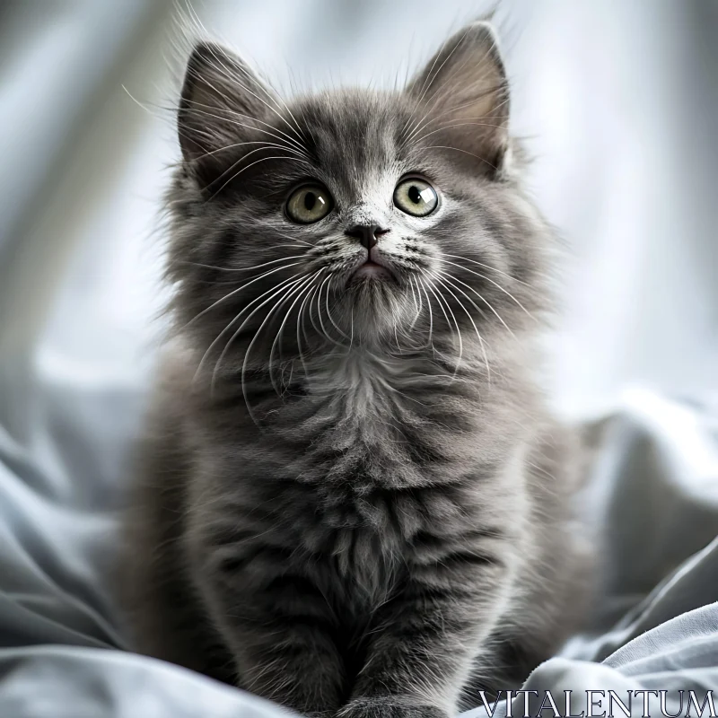 Cute Gray Kitten with Luxurious Fur