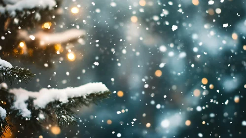 Magical Winter Scene With Snow and Lights