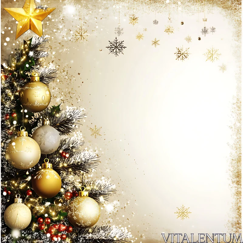 Festive Holiday Christmas Tree with Gold Decor