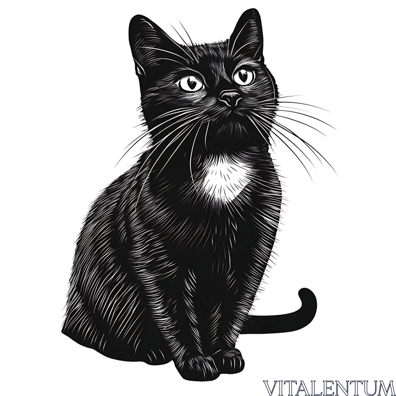 Graceful Black Cat Drawing