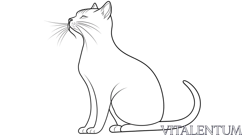 Simple Outline Cat Illustration AI Image