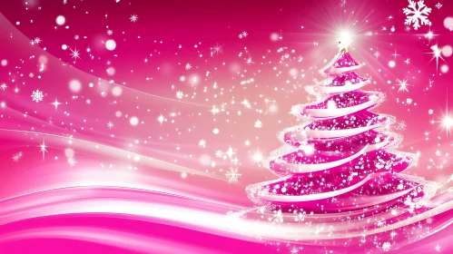 Festive Pink Digital Christmas Tree