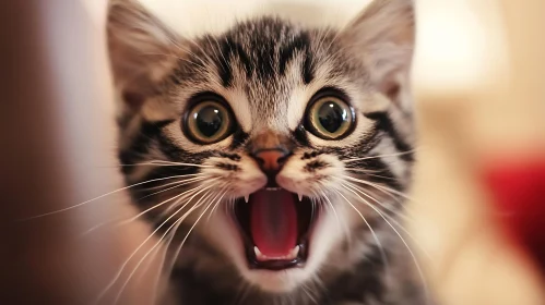Expressive Kitten with Open Mouth
