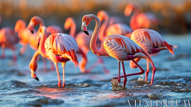 Elegant Pink Flamingos in Serene Water: A Captivating Wildlife Photo
