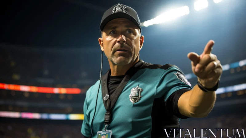Football Game Referee Signals - Intense Moment Captured AI Image