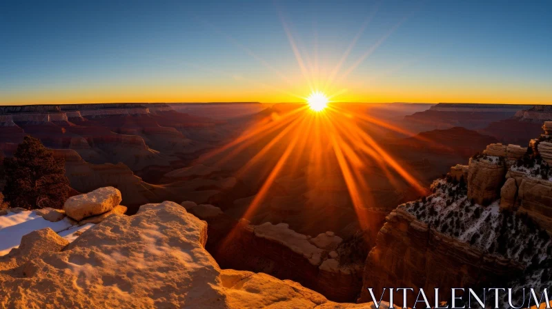 Sunset over the Grand Canyon: Capturing the Serene Beauty of Nature AI Image