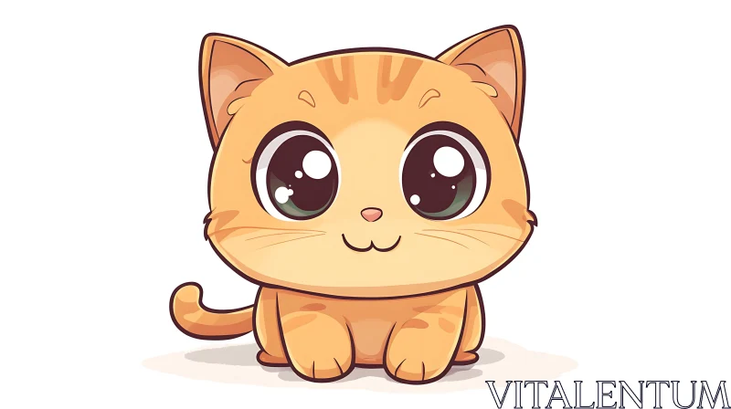 Cute Cartoon Cat Drawing AI Image