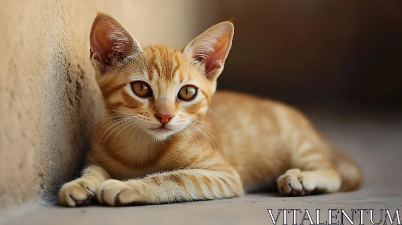 Close-Up Photo of a Ginger Tabby Kitten AI Image