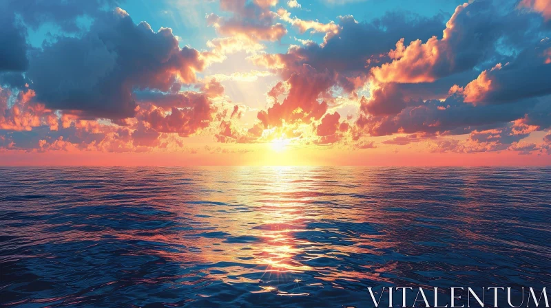 Breathtaking Sunset Over the Ocean - Tranquil and Serene AI Image