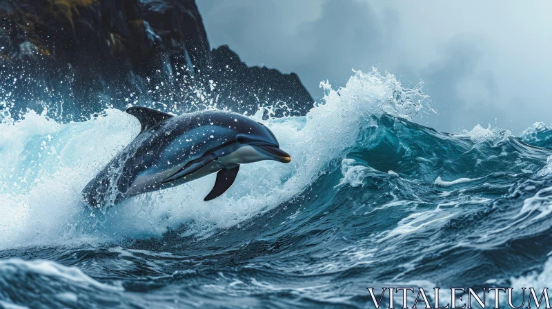 Captivating Dolphin Jumping Out of Water AI Image