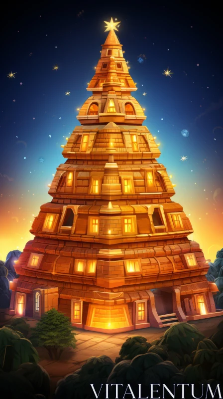 Captivating Wooden Christmas Tower from Castle Games AI Image