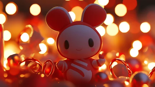 Cute Cartoon Character in a Warm Holiday Setting