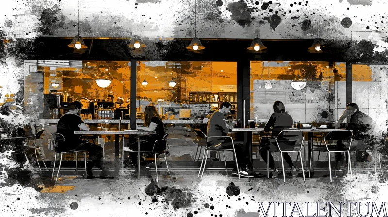 Daytime Street Scene of a Cozy Coffee Shop AI Image