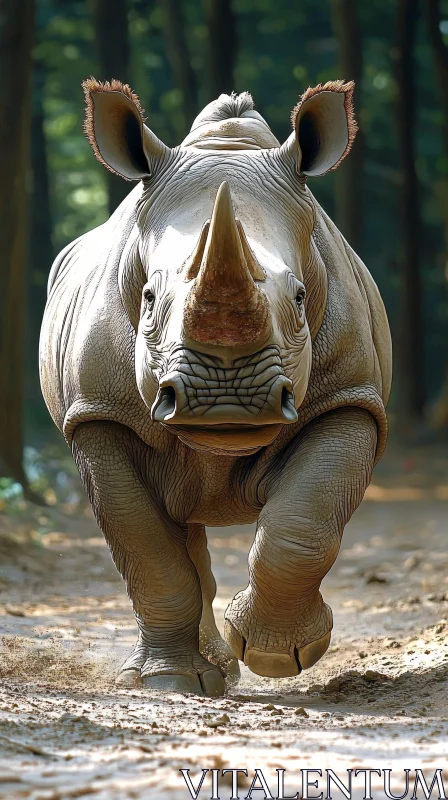 Wild Rhino in Motion AI Image