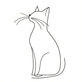 Elegant Cat Line Drawing