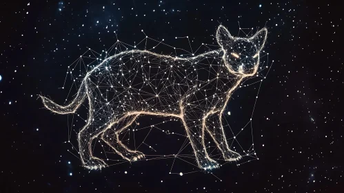 Starry Night Cat Constellation Illustration