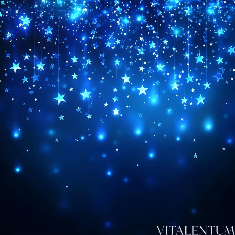 Shimmering Night Sky: Glowing Stars Abstract Art AI Image