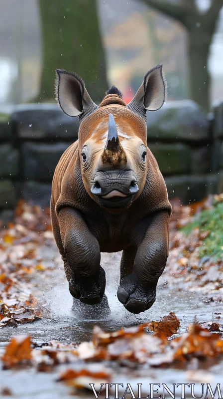 Energetic Rhinoceros on the Move AI Image