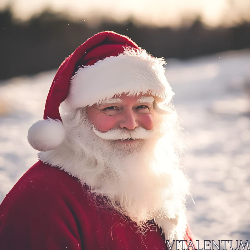 Santa Claus Joyfully Posing in Snow AI Image