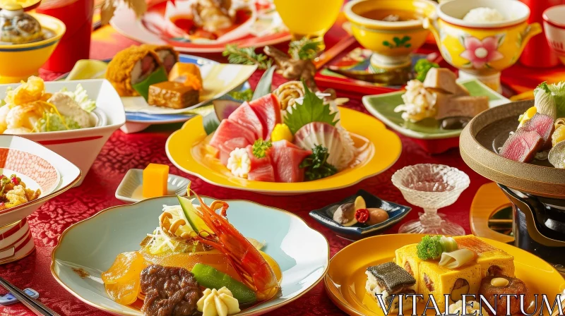 Exquisite Traditional Japanese Dinner: A Feast for the Senses AI Image
