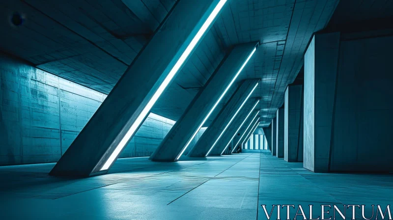 AI ART Futuristic Concrete Corridor | 3D Rendering