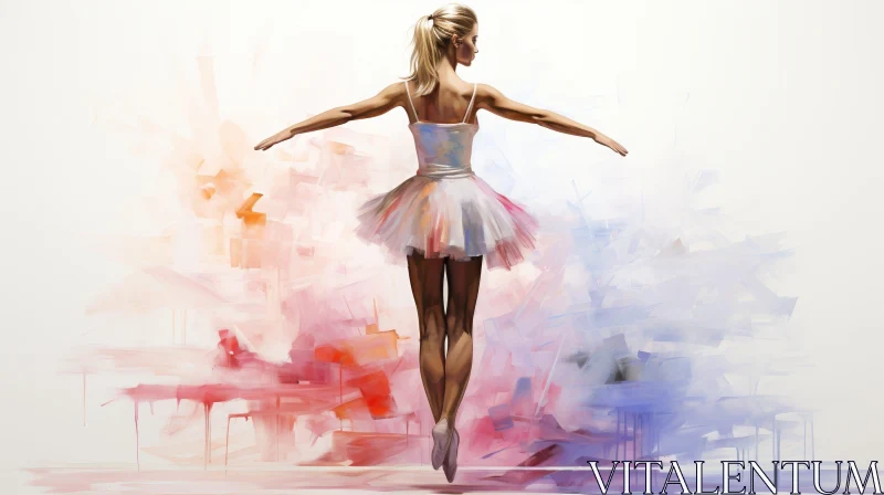 AI ART Graceful Ballerina Painting - Abstract Dance Artwork