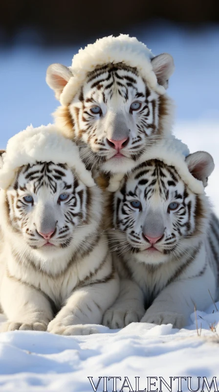 Graceful White Tiger Cubs in Snow | National Geographic AI Image