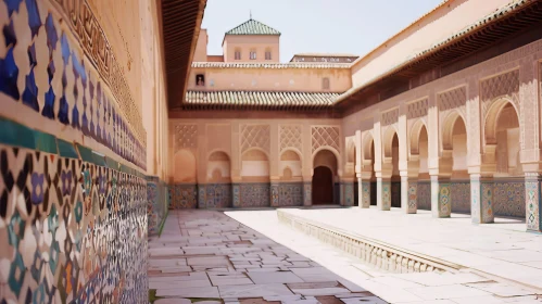 Intricate Moroccan Palace Courtyard | Tranquil Beauty