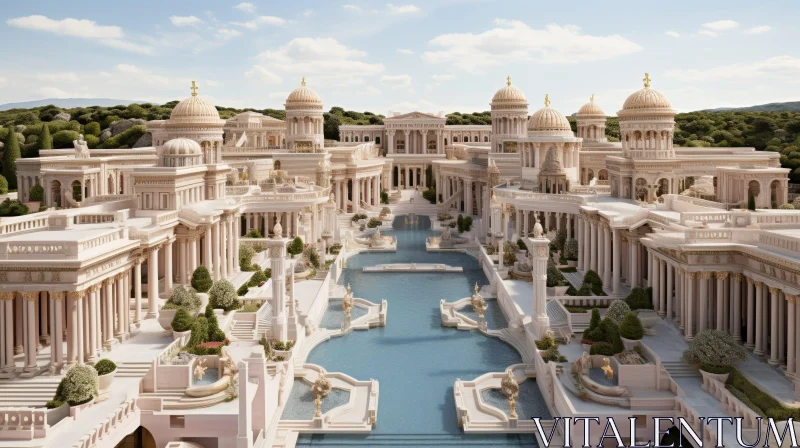 Majestic Ancient City with White Marble Buildings AI Image