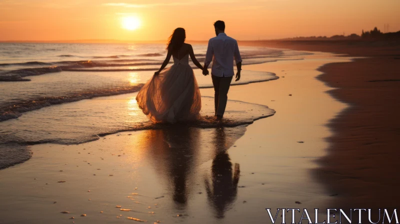 Romantic Beach Wedding at Sunset AI Image