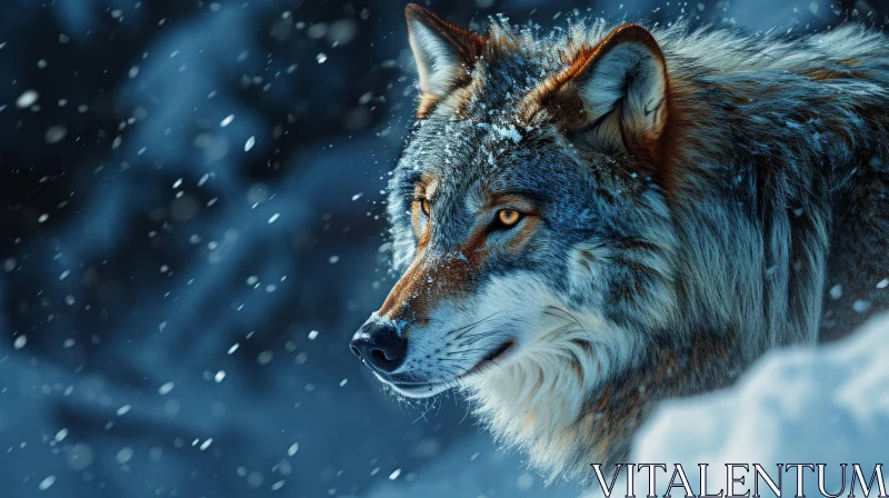 Wolf in Snowy Forest - Captivating Nature Portrait AI Image